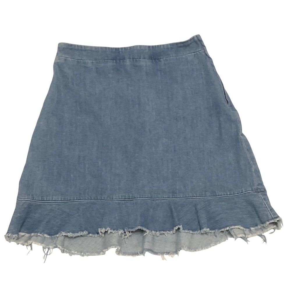 Vtg Show me your MUMU women's‎ y2k ruffle hem KAI mini skirt denim jean S cotton